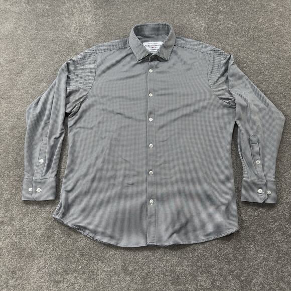 Mizzen + Main Medium Spinnaker Button Front Micro Check Performance Shirt Preppy - Picture 2 of 10